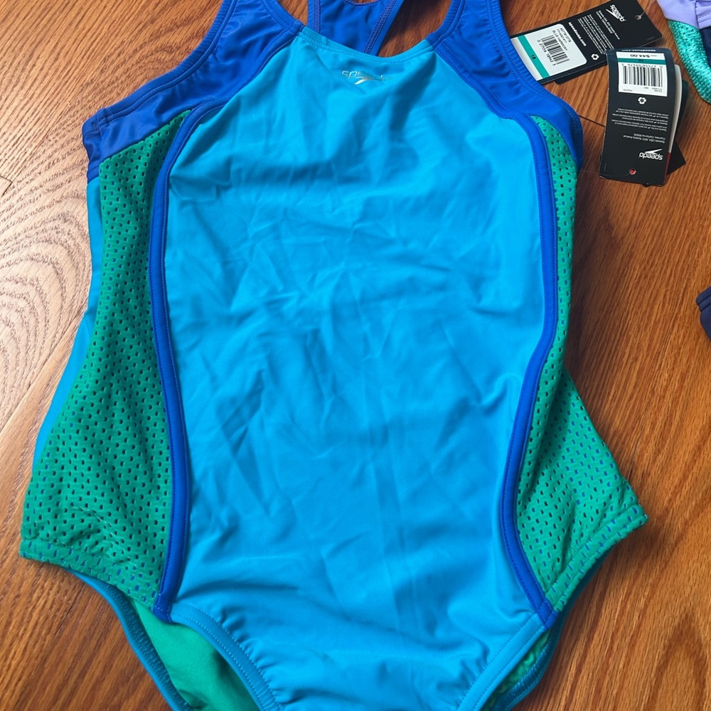 Speedo Cyan and Green Youth Swimsuit